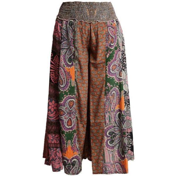 pantaloni culotte Positano marrone con stampe