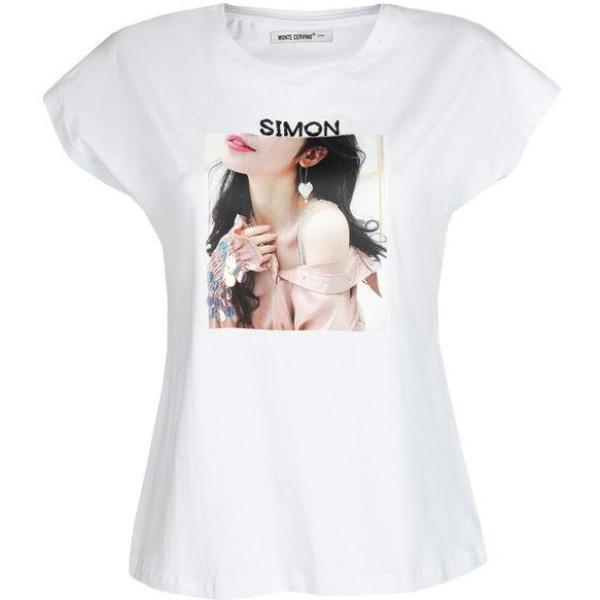 t-shirt Monte Cervino bianco con stampe
