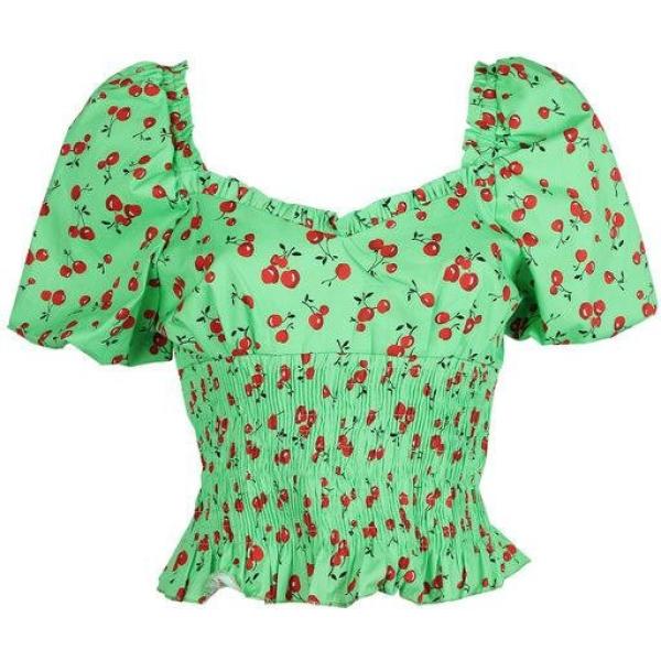 top Lumina verde con stampe