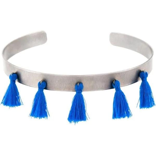 Collana girocollo con nappine blu e grigio Eye M By Ileana Makri blu
