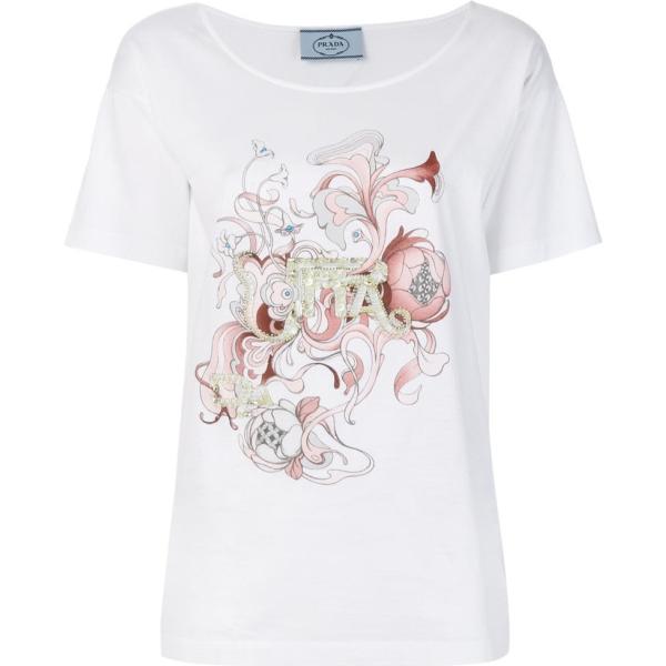 Camicia con stampa bianco Prada bianco con stampe