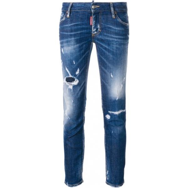 Jeans skinny cropped in denim blu Dsquared2 blu
