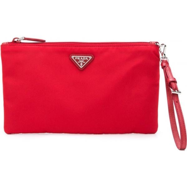 Clutch con logo rosso Prada rosso