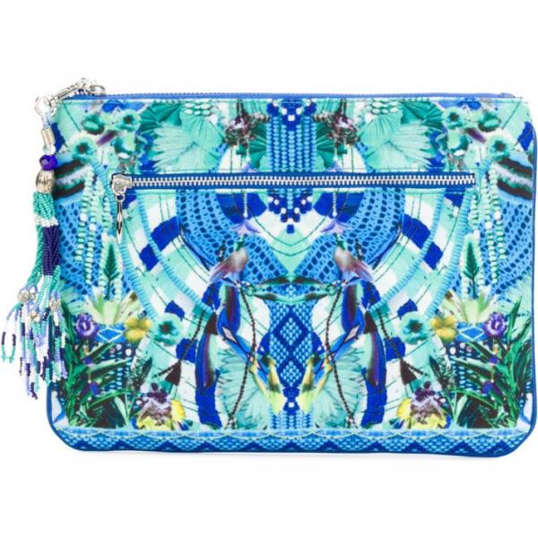 Clutch con stampa blu Camilla blu con stampe