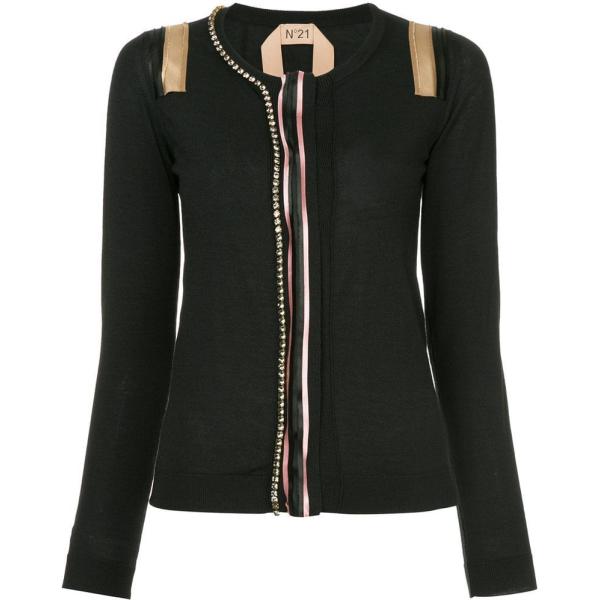 Cardigan con strass in raso nero Nº21 nero