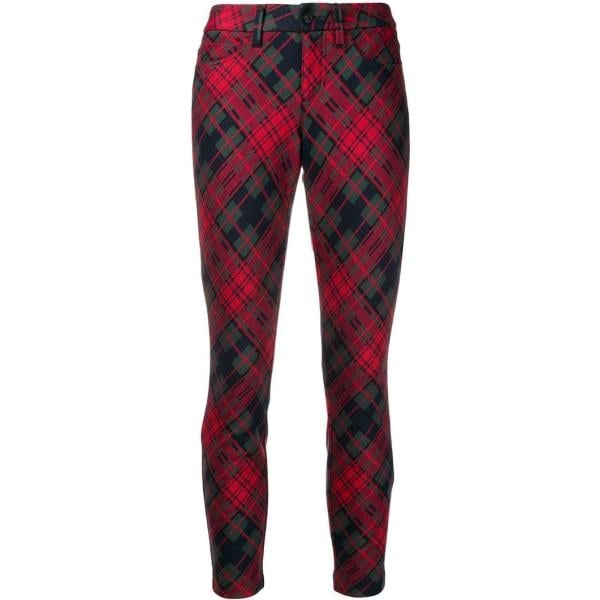 Pantalone crop rosso Cambio rosso scozzese