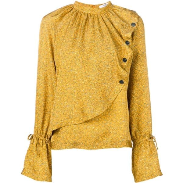 Blusa forma asimmetrica con stampa rigido giallo Derek Lam 10 Crosby giallo con stampe