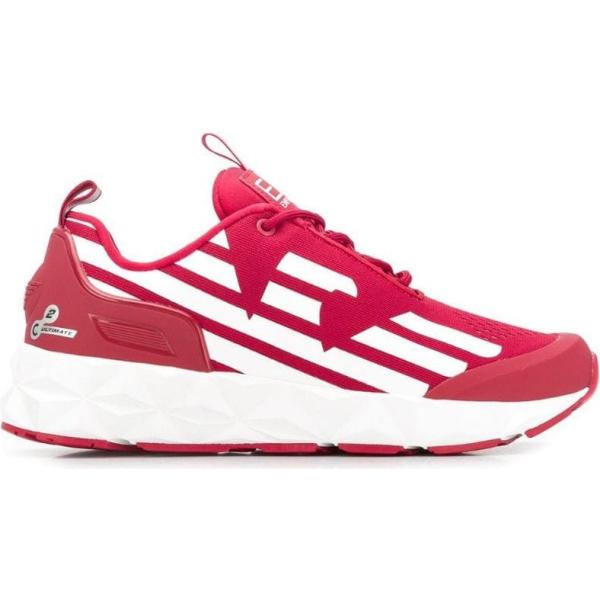 Sneakers contrasto con lacci e punta tonda con logo bianco Ea7 Emporio Armani bianco