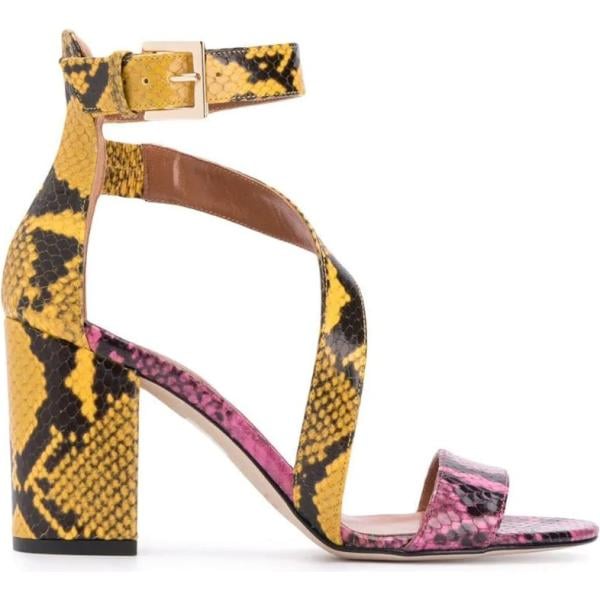 sandali col tacco Paris Texas giallo con stampe