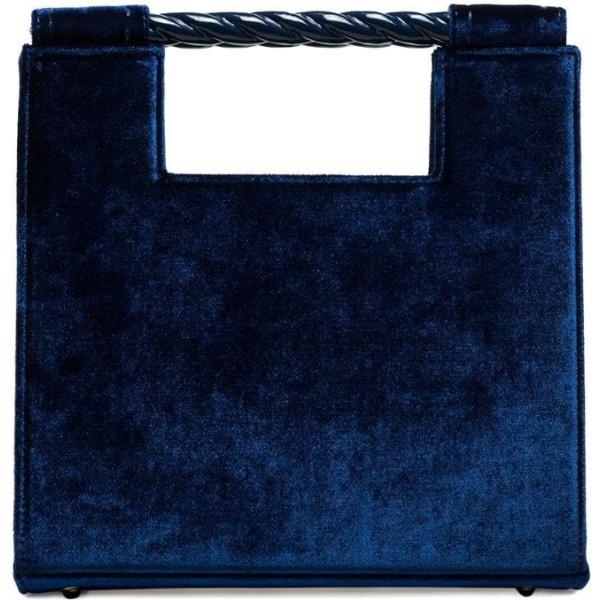 Borsa a mano tote in velluto fondo con piedini blu Mehry Mu blu