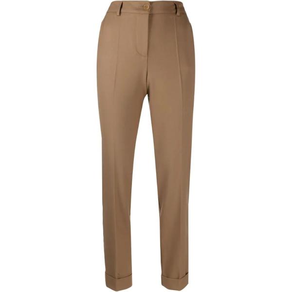 Pantalone a sigaretta vita alta con zip marrone P.a.r.o.s.h. marrone