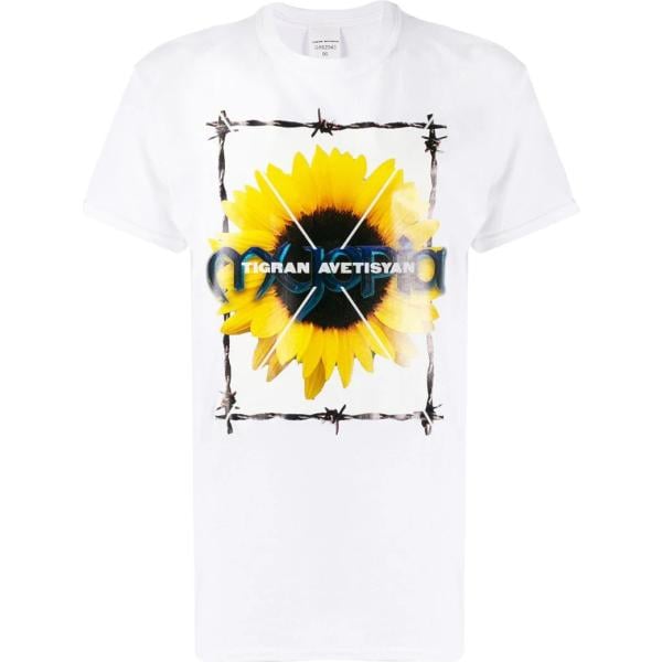 t-shirt Tigran Avetisyan bianco con stampe