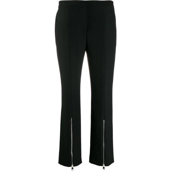 Pantalone a sigaretta effetto acetato crop con zip nero Alexander McQueen nero