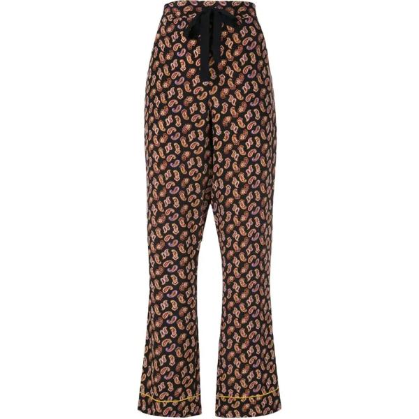 Pantalone con nodi e stampa in seta DVF Diane von Furstenberg nero con stampe