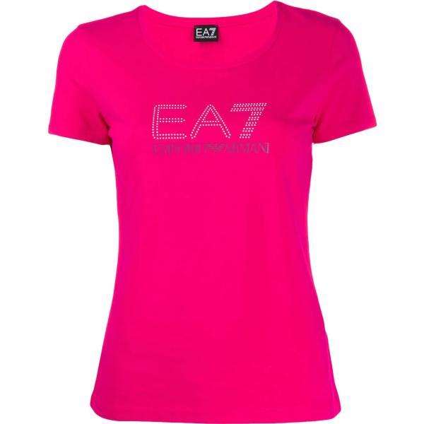 t-shirt Ea7 Emporio Armani rosa con stampe