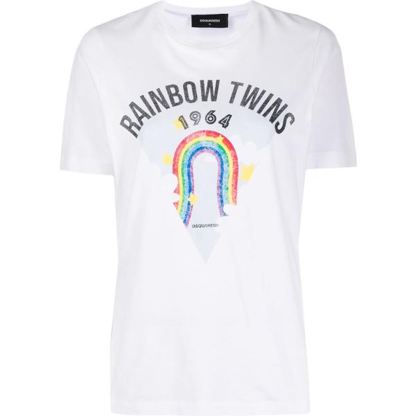 t-shirt Dsquared2 bianco con stampe