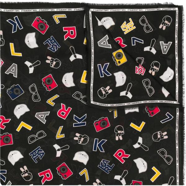 sciarpe Karl Lagerfeld nero con stampe
