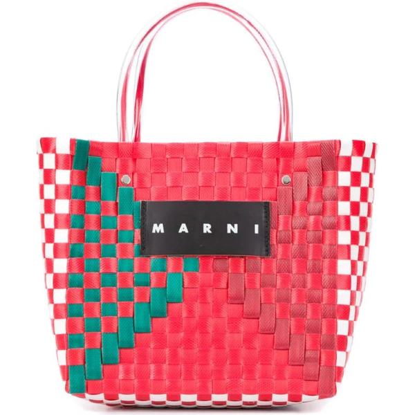 borse tote Marni Market rosso a quadri