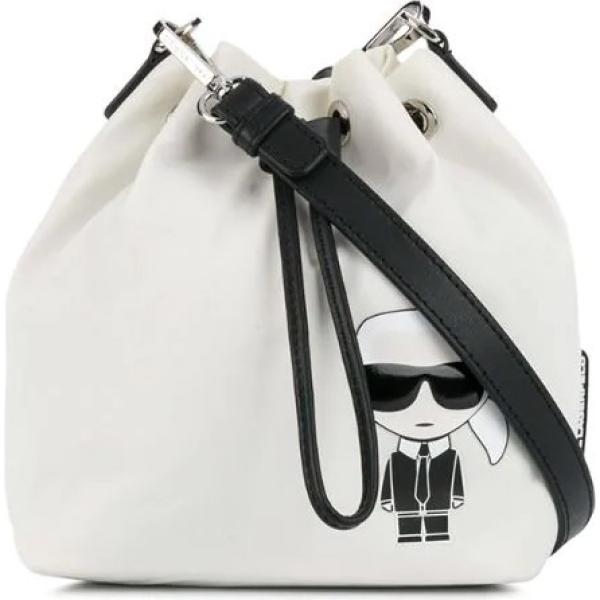 borse a secchiello Karl Lagerfeld bianco con stampe