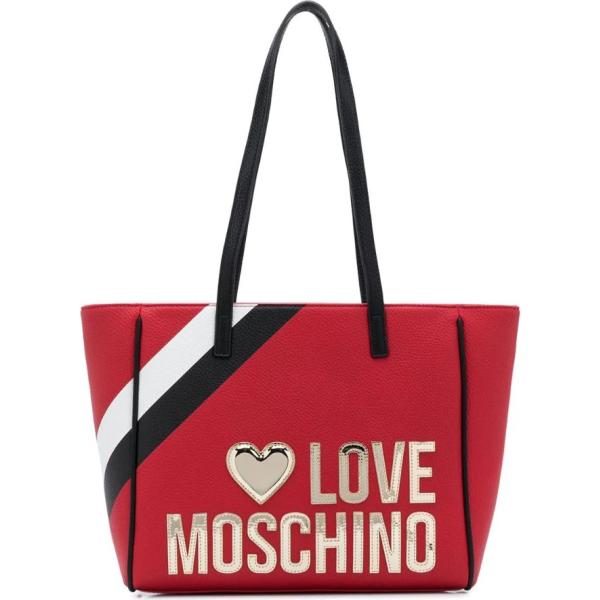 borsa tote Love Moschino rosso a righe
