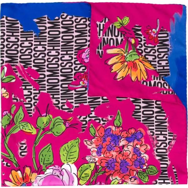 foulard Moschino rosa con stampe