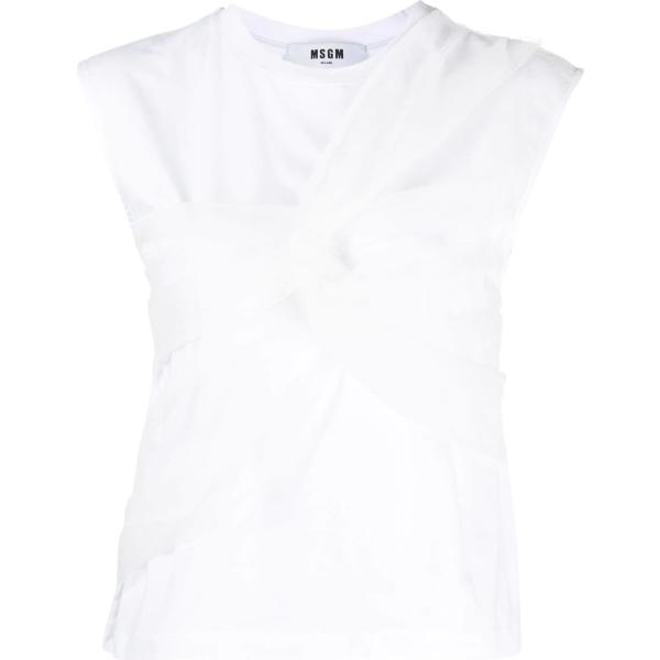top Msgm bianco con stampe