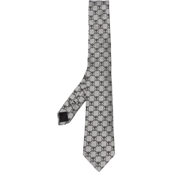 cravatte Moschino grigio con stampe