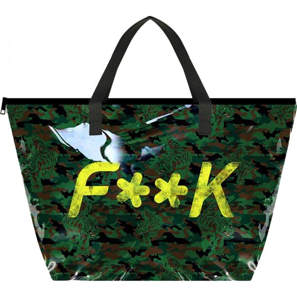 shopping bag F**K grigio
