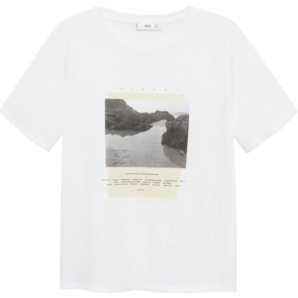 t-shirt Mango bianco con stampe