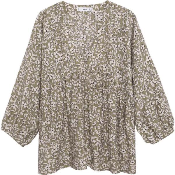bluse Mango verde tinta unita