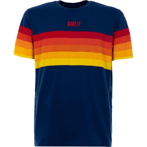 t-shirt Oakley blu a righe