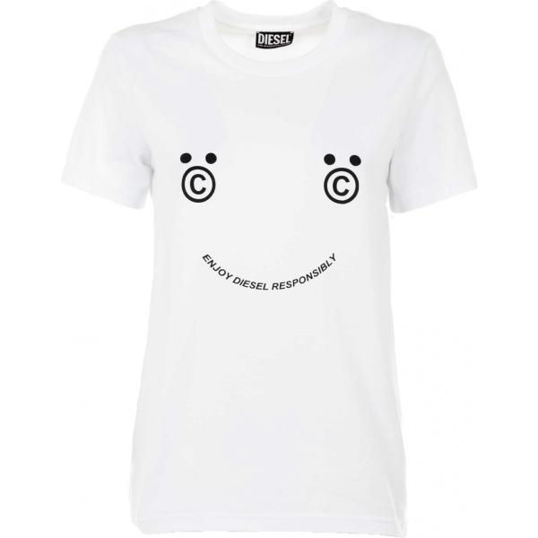t-shirt Diesel bianco con stampe