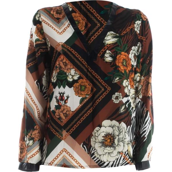 bluse Rinascimento marrone a fiori