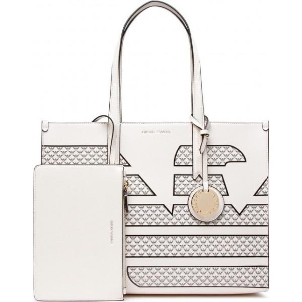 shopping bag Emporio Armani bianco con stampe