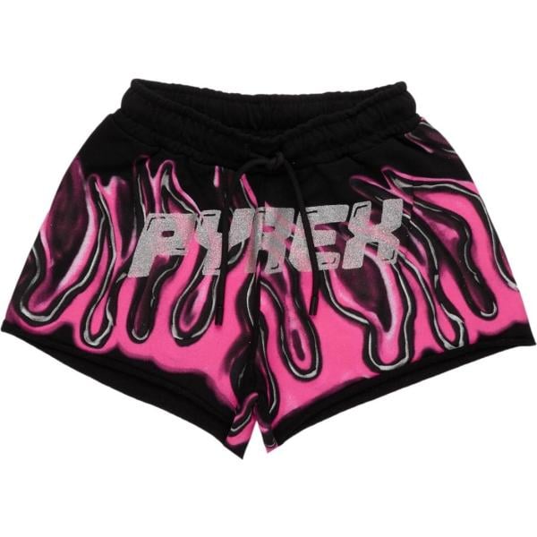 shorts Pyrex nero con stampe