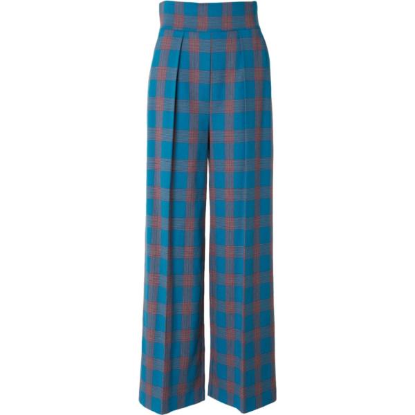 pantaloni a palazzo Gattinoni blu scozzese