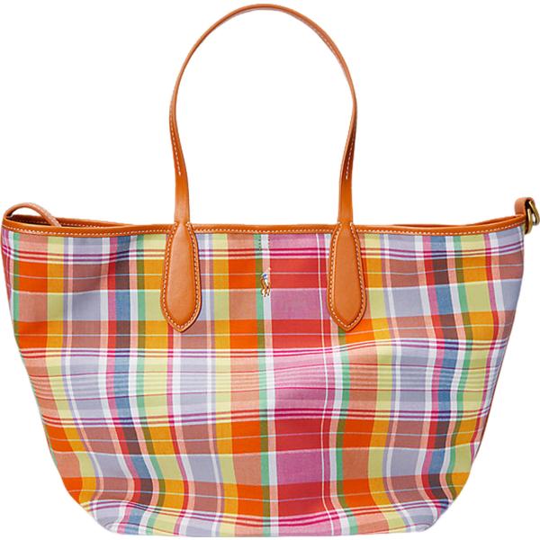 borse tote Polo Ralph Lauren grigio scozzese