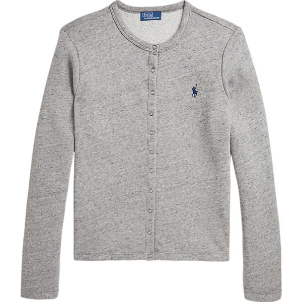 cardigan da donna in grigio chiaro girocollo Polo Ralph Lauren