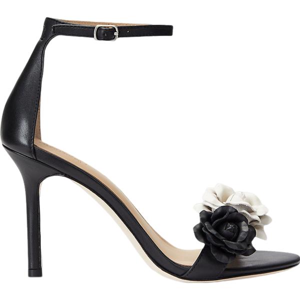 sandali in pelle Lauren nero a fiori
