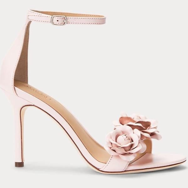 sandali in pelle Lauren rosa a fiori