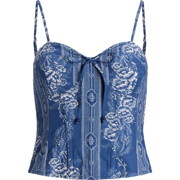 top Lauren blu a fiori