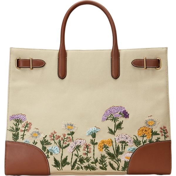 borse tote Lauren marrone a fiori