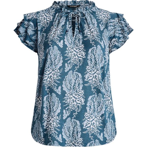 top Lauren Curve blu a fiori