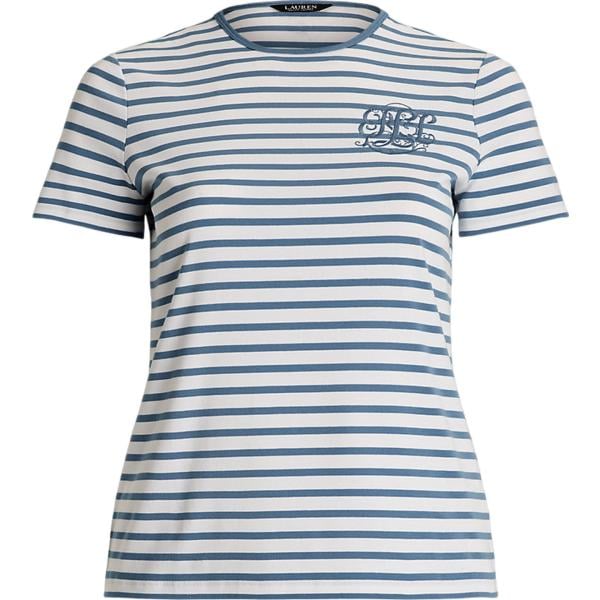 t-shirt Lauren Curve bianco a righe