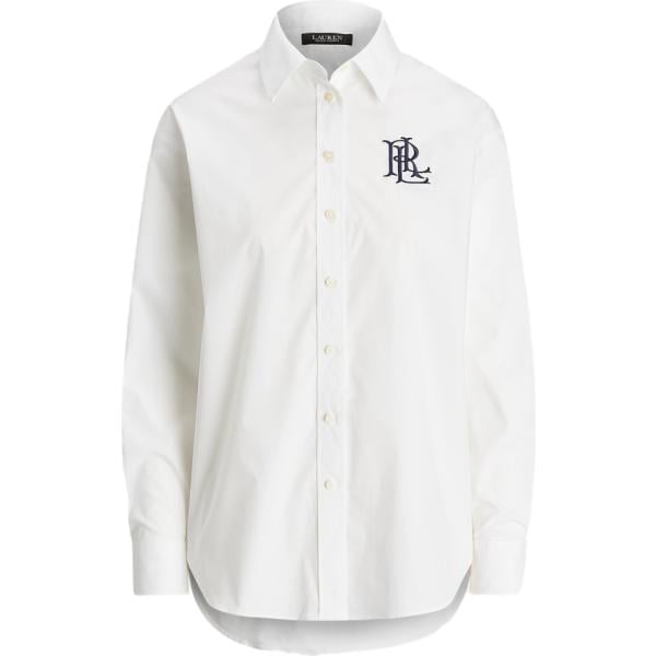 Camicia da donna oversize in bianco neve in cotone Lauren Petite Lauren Petite
