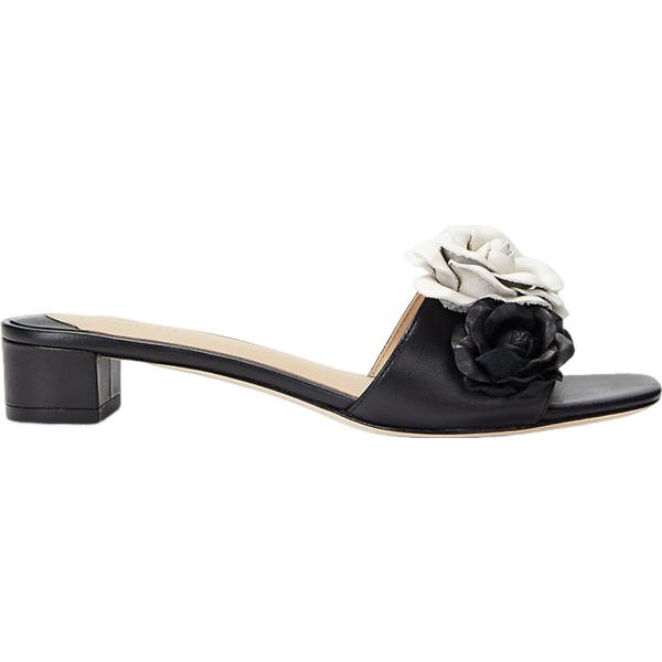 sandali in pelle Lauren nero a fiori