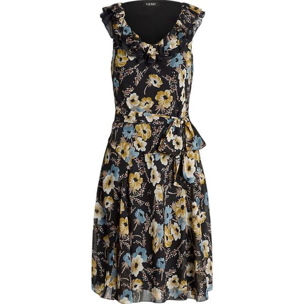 vestiti senza maniche Lauren Petite nero a fiori