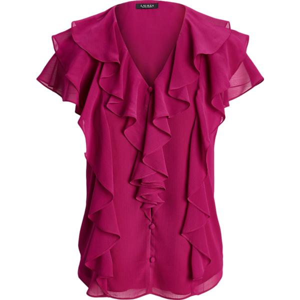 camicie a manica corta Lauren Petite rosso