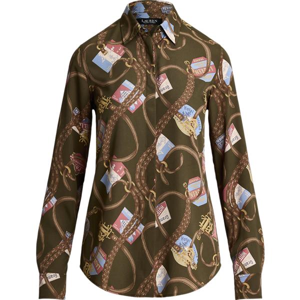 camicie Lauren Petite marrone con stampe