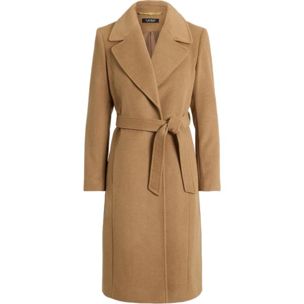 Cappotto da donna mini in marrone scuro in lana Lauren Petite